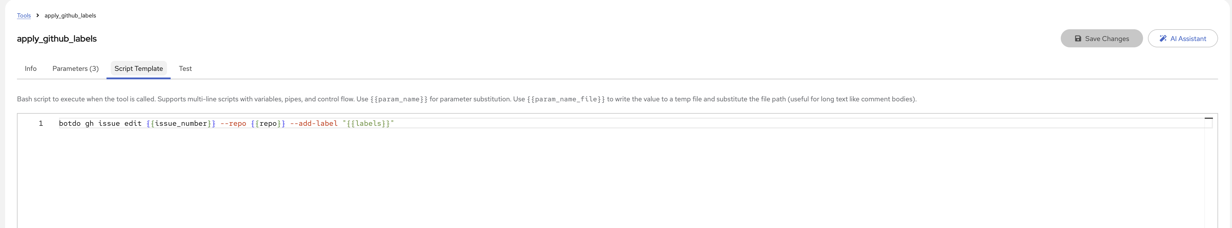 Sample tool configuration