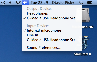 Sound output/input options